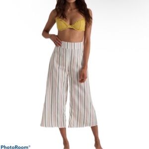 Billabong Sincerely Jules Cant We Pants Striped Wide Crop Women 28 Waist